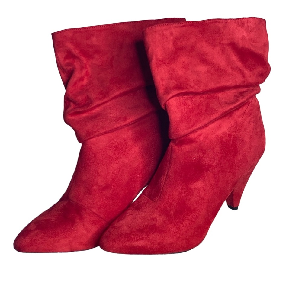 Size 10 red suede slouch booties Call It Spring
